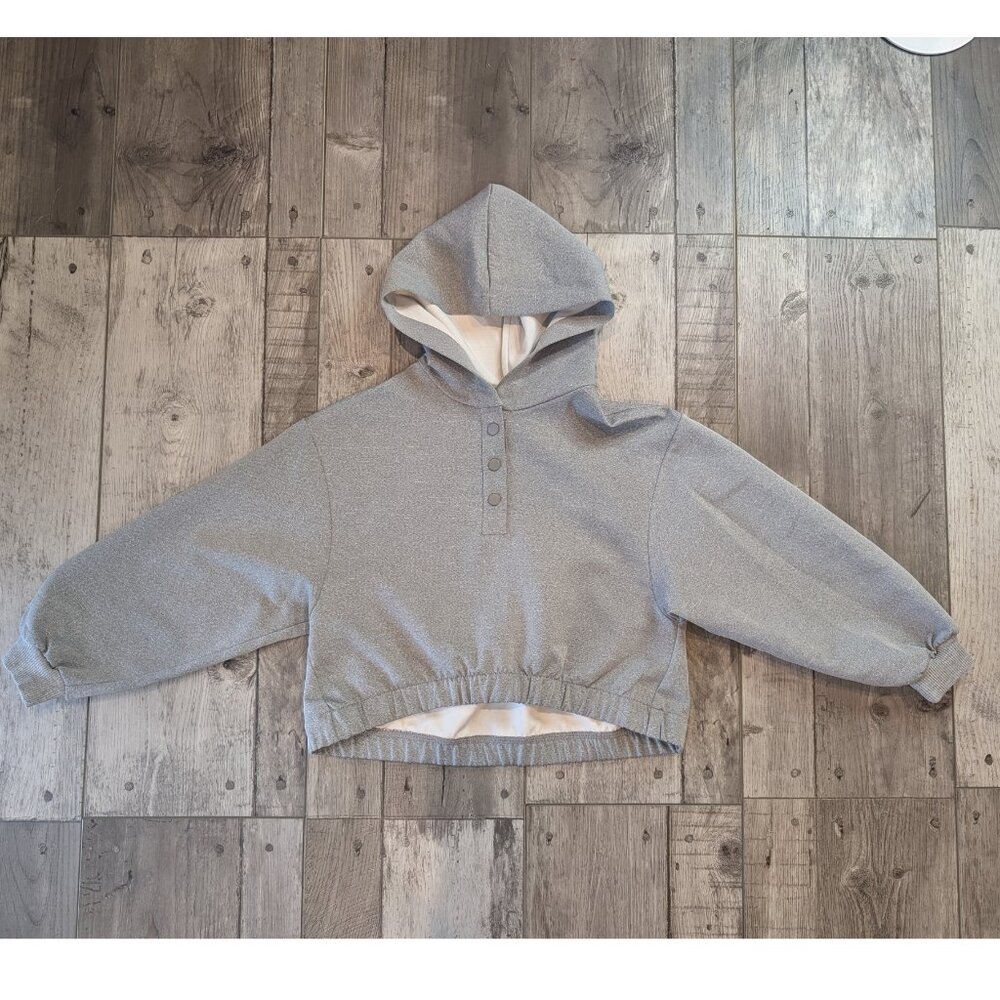 Zara, Grey Scuba Cropped Hoodie, Sz 8